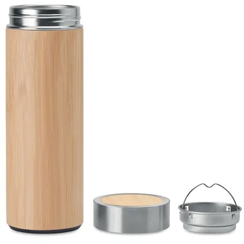 Dubbelwandige bamboe fles 400ml Batumi hout 400 ml