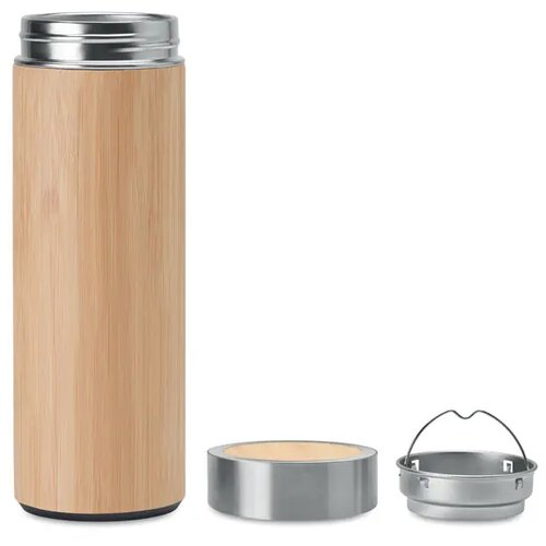 Dubbelwandige bamboe fles 400ml Batumi hout 400 ml