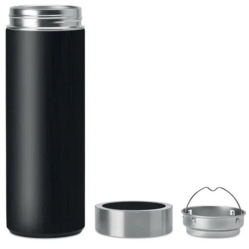 Dubbelwandige bamboe fles 400ml Batumi zwart 400 ml