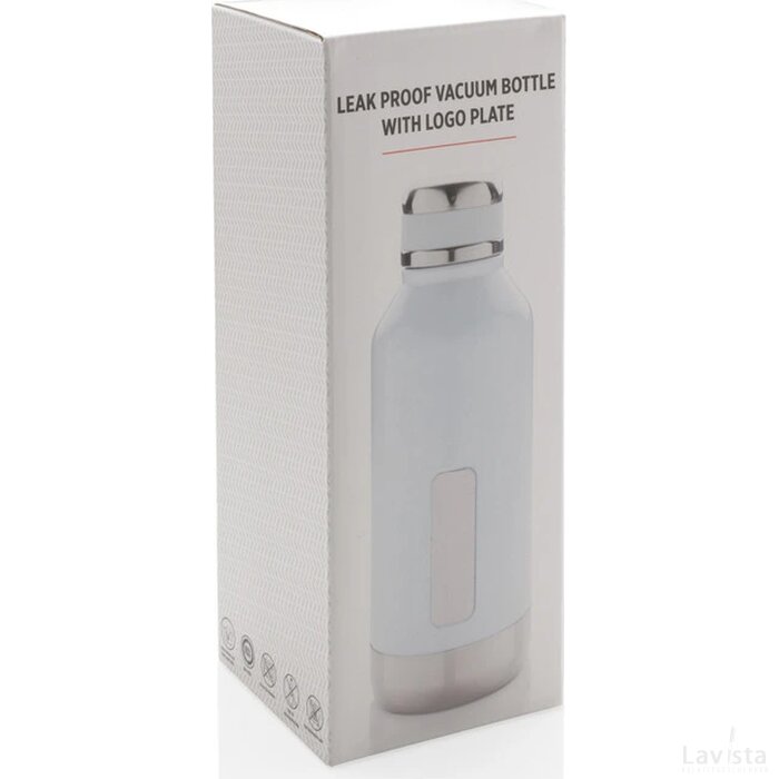 Lekvrije isoleerfles met logo plaatje wit