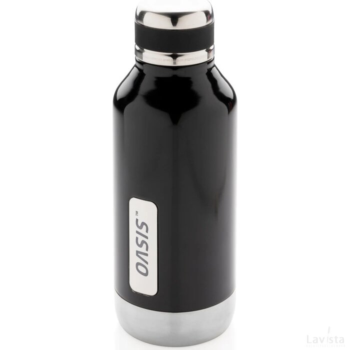 Lekvrije isoleerfles met logo plaatje zwart