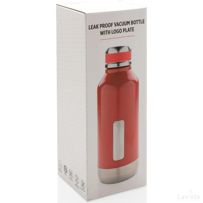 Lekvrije isoleerfles met logo plaatje rood