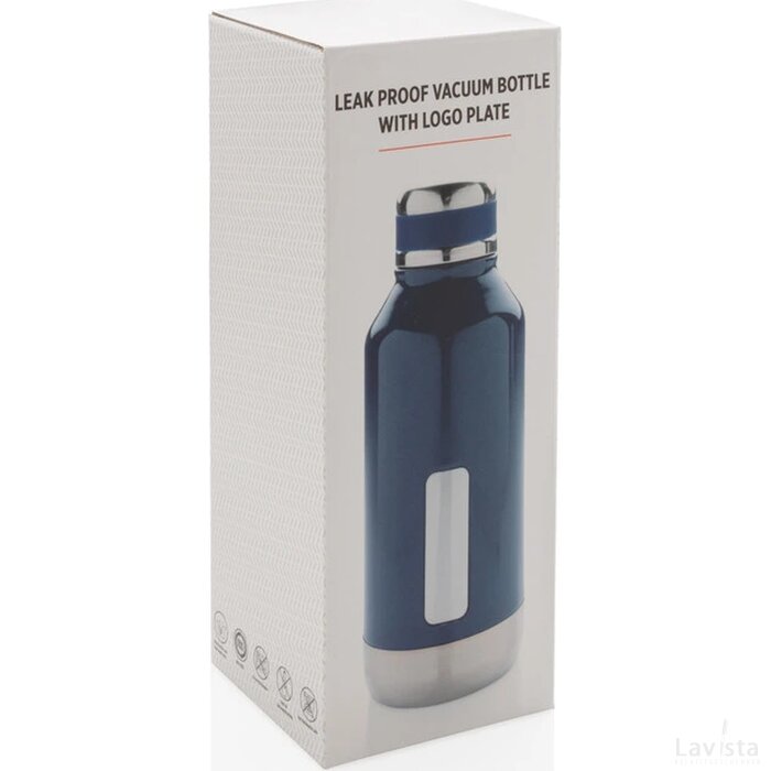 Lekvrije isoleerfles met logo plaatje blauw