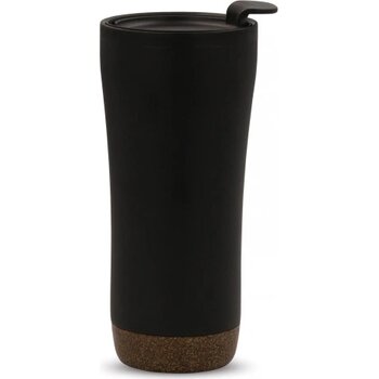 Dubbelwandige thermobeker met kurk onderzijde 480ml zwart Dubbelwandige thermobeker met kurk onderzijde 480ml zwart