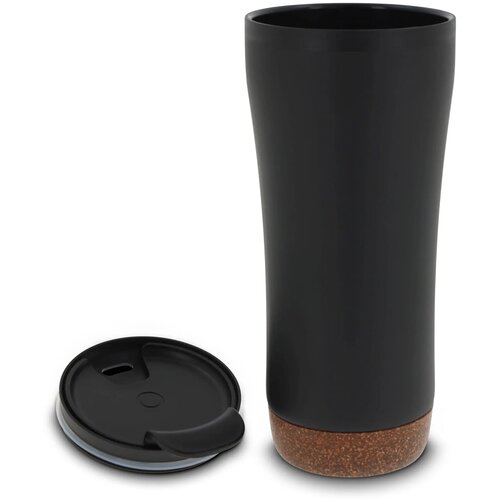 Dubbelwandige thermobeker met kurk onderzijde 480ml zwart 480 ml