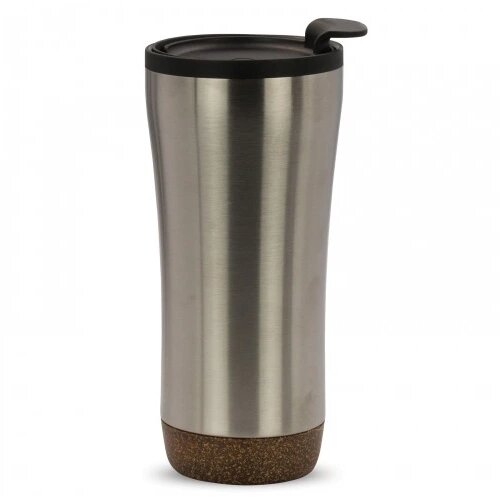Dubbelwandige thermobeker met kurk onderzijde 480ml zilver