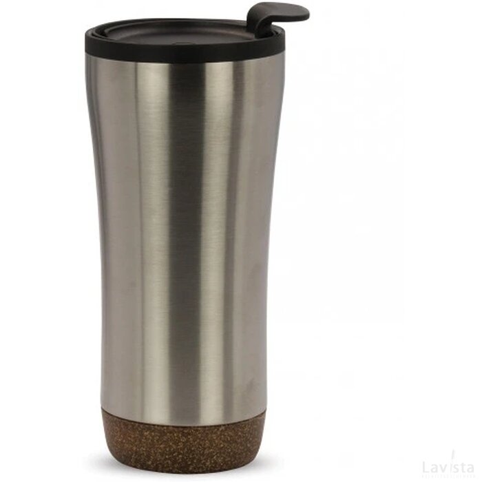 Dubbelwandige thermobeker met kurk onderzijde 480ml zilver