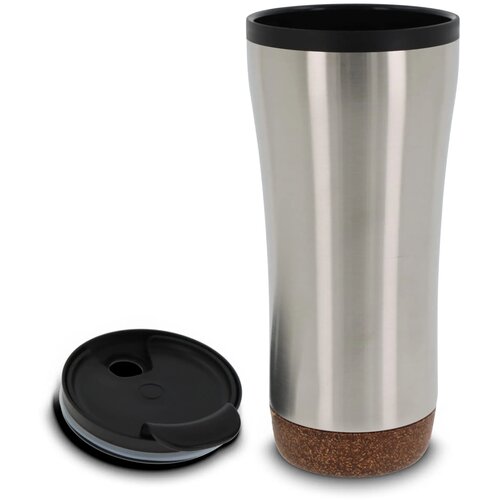 Dubbelwandige thermobeker met kurk onderzijde 480ml zilver 480 ml