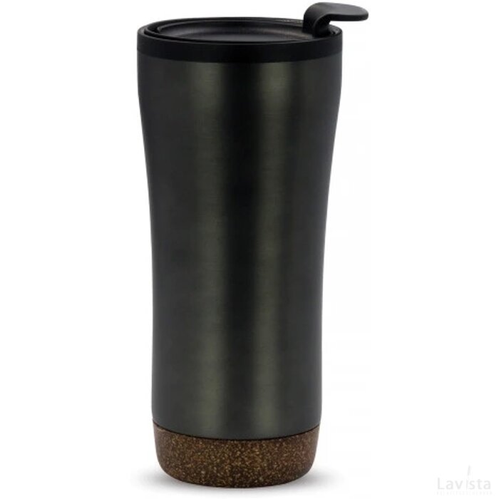 Dubbelwandige thermobeker met kurk onderzijde 480ml donker gun metal