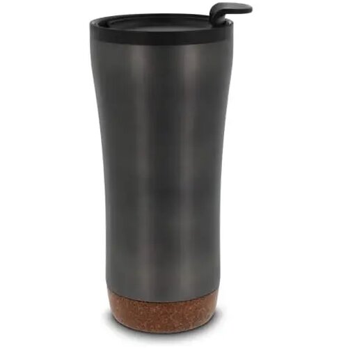 Dubbelwandige thermobeker met kurk onderzijde 480ml donker gun metal 480 ml