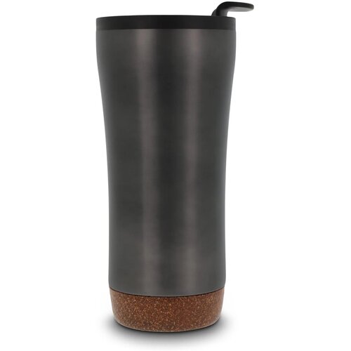 Dubbelwandige thermobeker met kurk onderzijde 480ml donker gun metal 480 ml