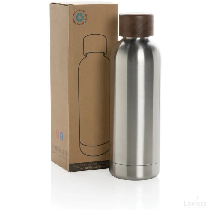 Wood RCS-gecertificeerde gerecycled rvs vacuümfles zilver