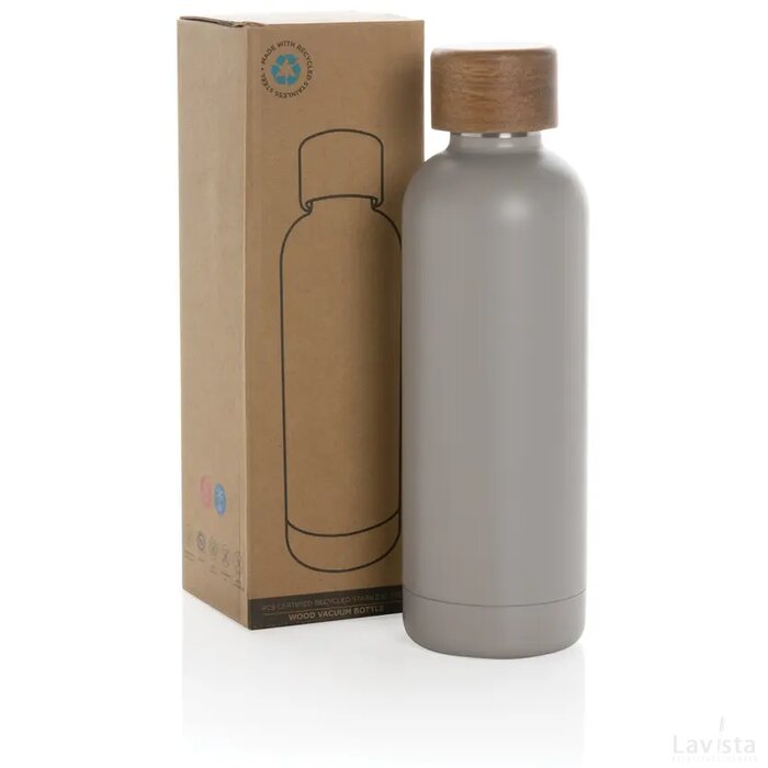 Wood RCS-gecertificeerde gerecycled rvs vacuümfles grijs