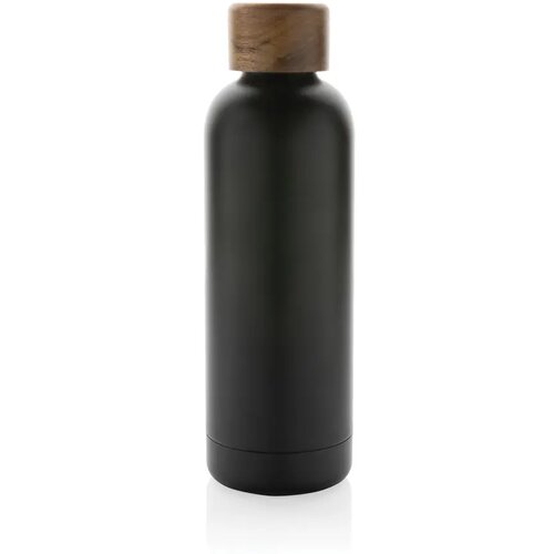 Wood RCS-gecertificeerde gerecycled rvs vacuümfles zwart