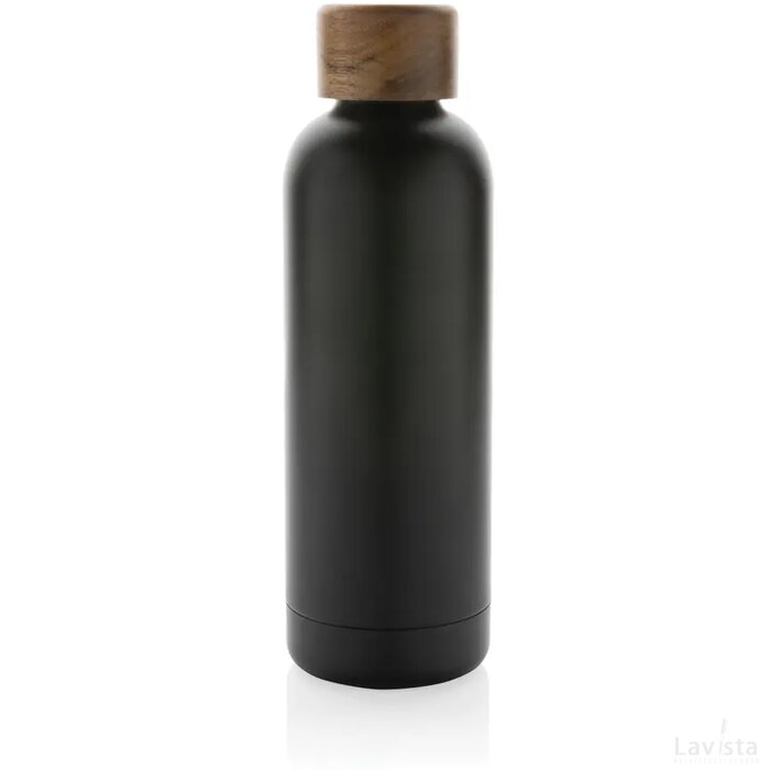 Wood RCS-gecertificeerde gerecycled rvs vacuümfles zwart