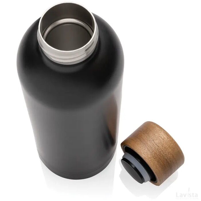 Wood RCS-gecertificeerde gerecycled rvs vacuümfles zwart