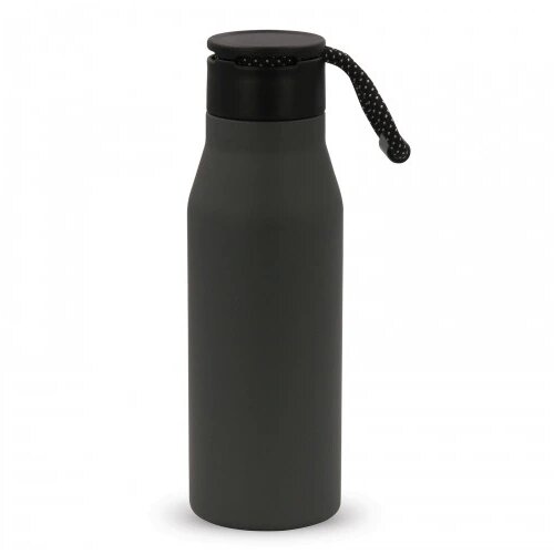 Thermofles met touw 600ml donker grijs