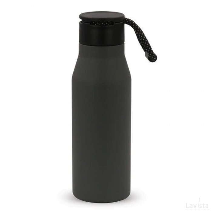 Thermofles met touw 600ml donker grijs