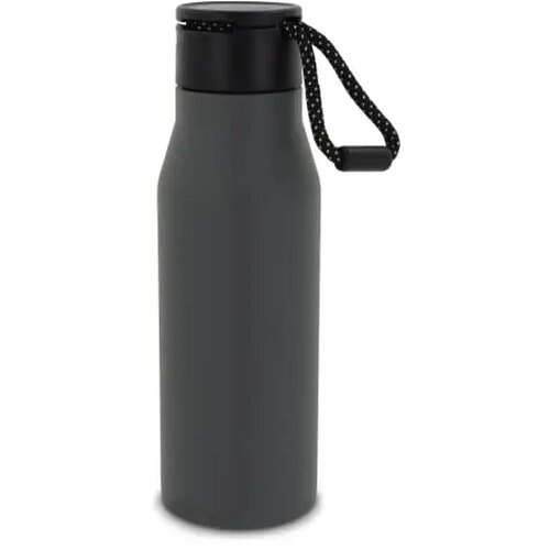 Thermofles met touw 600ml donker grijs