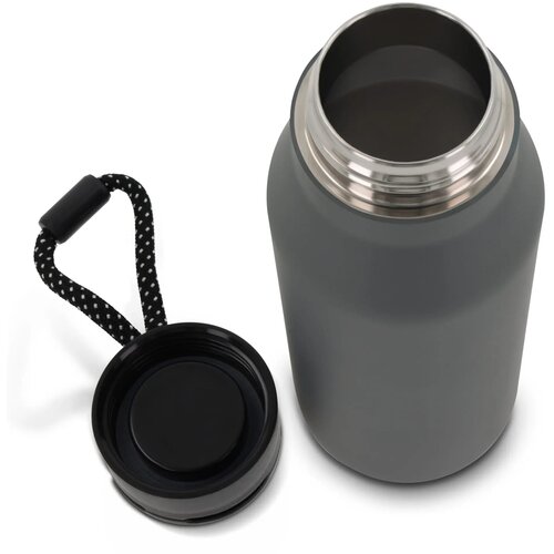 Thermofles met touw 600ml donker grijs