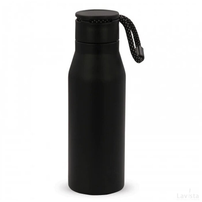 Thermofles met touw 600ml zwart