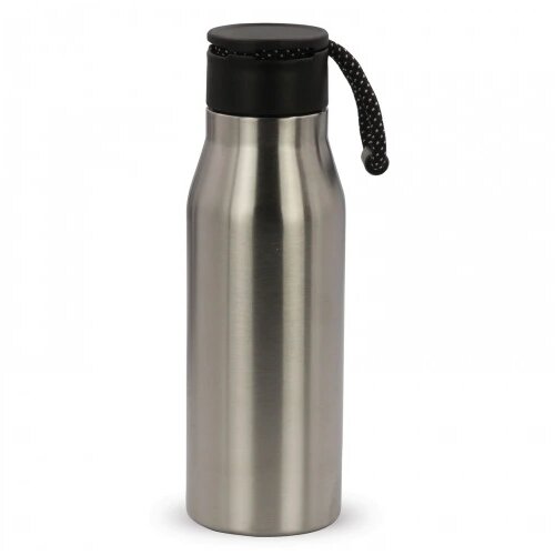 Thermofles met touw 600ml zilver