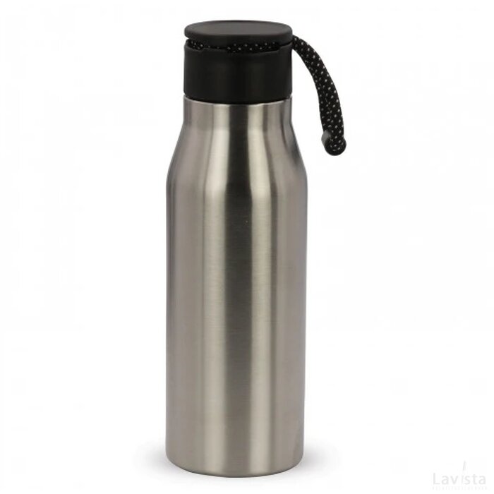 Thermofles met touw 600ml zilver