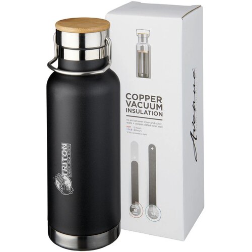 Thor 480 ml koperen vacuümgeïsoleerde drinkfles Zwart