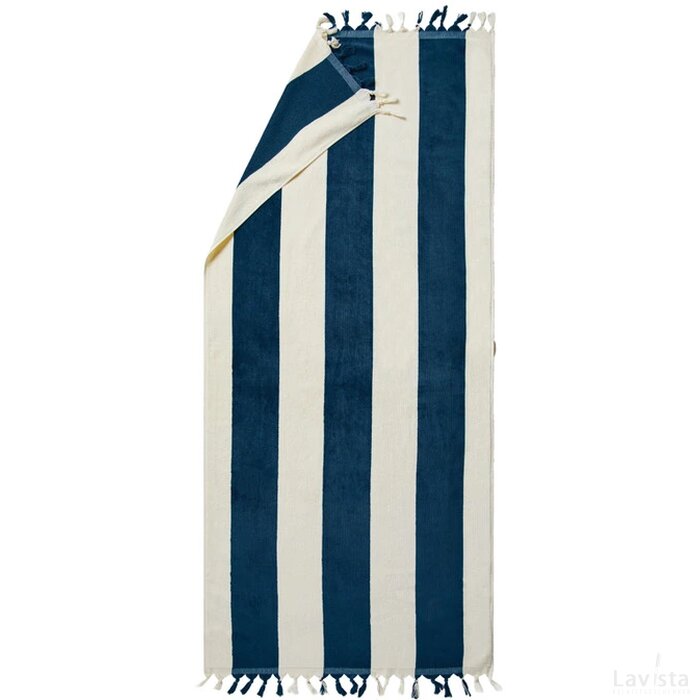 VINGA Valmer strand handdoek donkerblauw, wit
