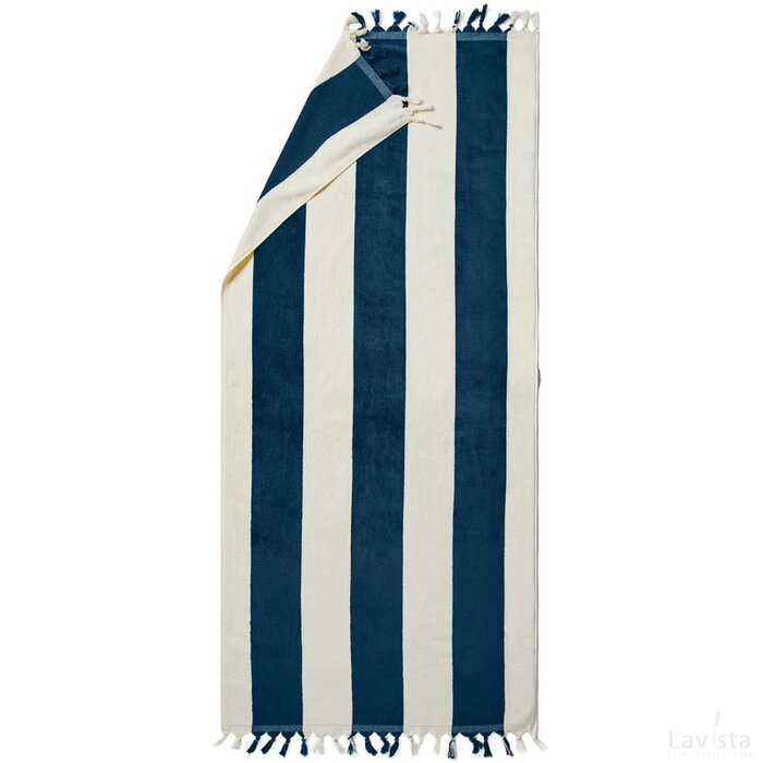 VINGA Valmer strand handdoek donkerblauw, wit
