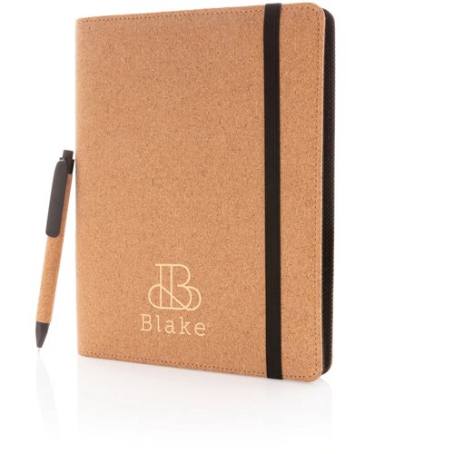 Deluxe kurken A5 portfolio met pen bruin