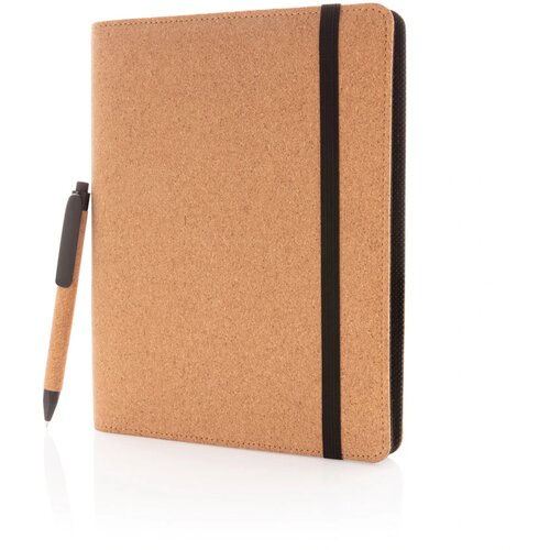 Deluxe kurken A5 portfolio met pen bruin