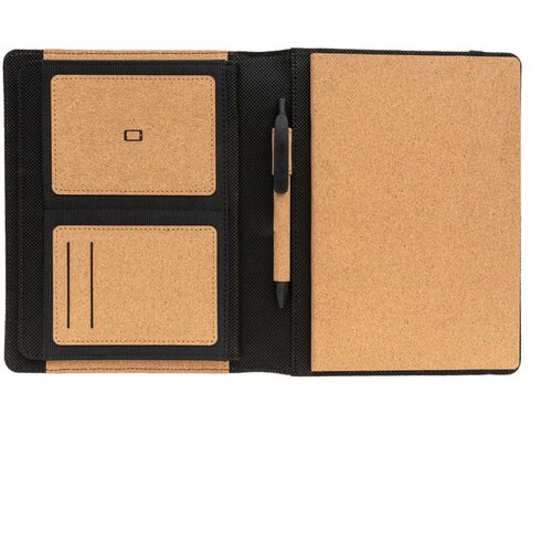 Deluxe kurken A5 portfolio met pen bruin