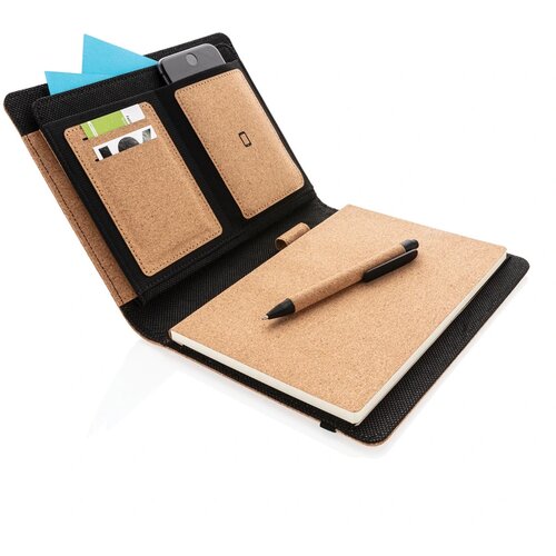 Deluxe kurken A5 portfolio met pen bruin