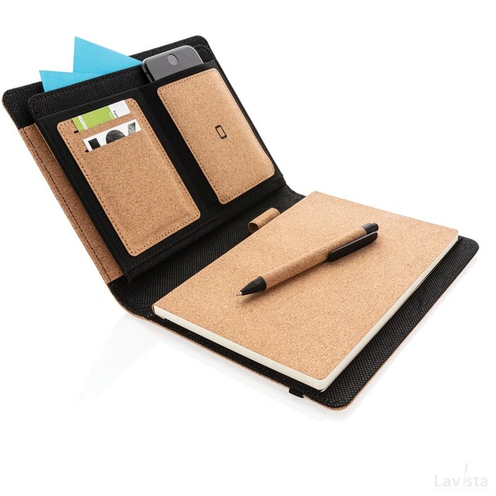 Deluxe kurken A5 portfolio met pen bruin