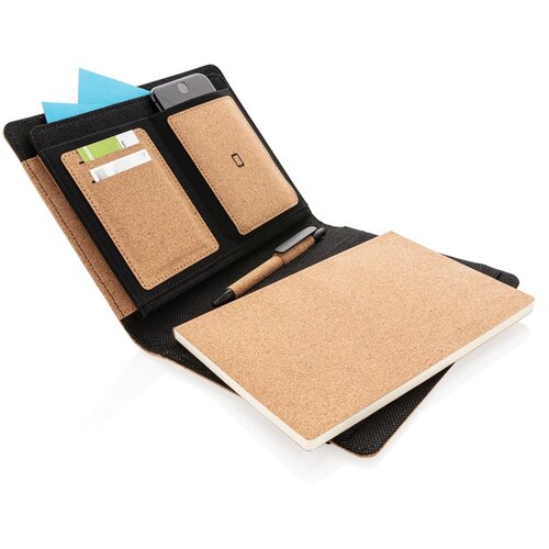 Deluxe kurken A5 portfolio met pen bruin