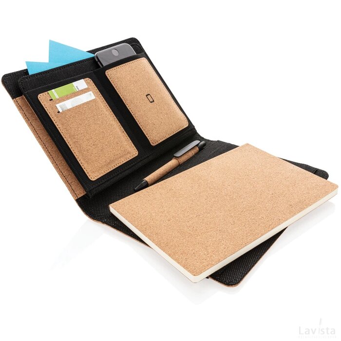 Deluxe kurken A5 portfolio met pen bruin