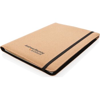 Deluxe kurken A4 portfolio met pen bruin Deluxe kurken A4 portfolio met pen bruin