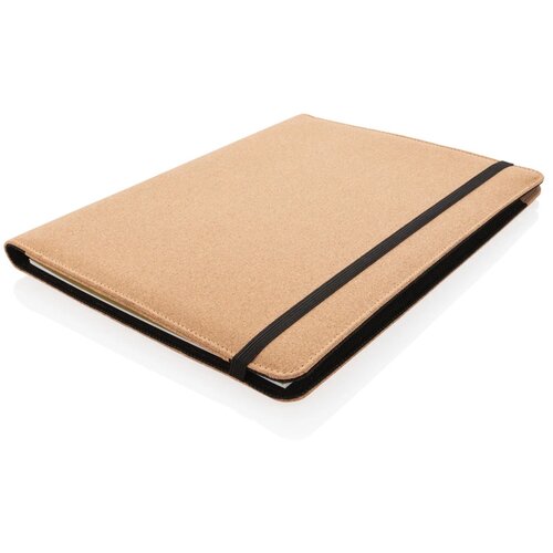 Deluxe kurken A4 portfolio met pen bruin