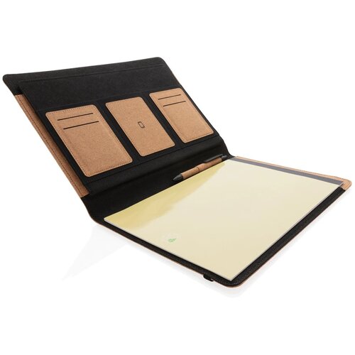 Deluxe kurken A4 portfolio met pen bruin