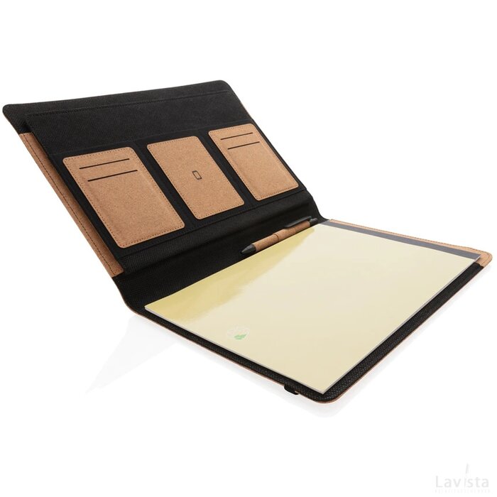Deluxe kurken A4 portfolio met pen bruin