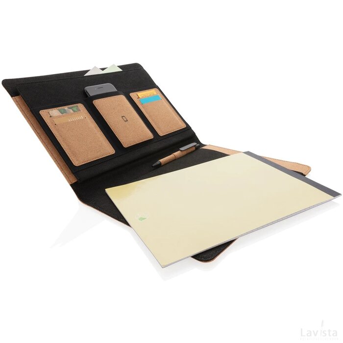 Deluxe kurken A4 portfolio met pen bruin