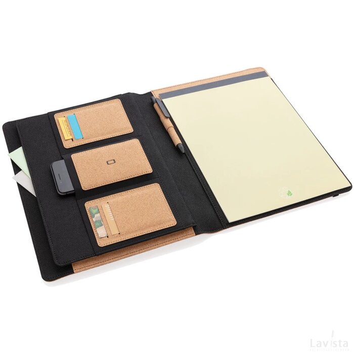 Deluxe kurken A4 portfolio met pen bruin