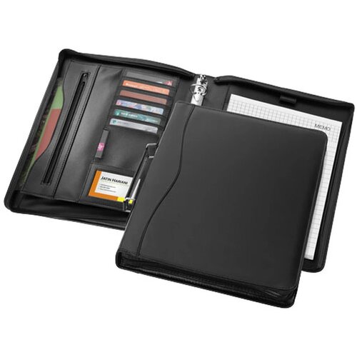 Ebony A4 portfolio met ritssluiting en handvat Zwart
