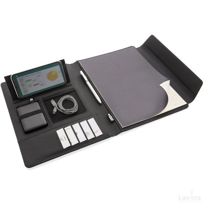Fiko A4 portfolio met 5W draadloze lader 5.000 mAh powerbank zwart