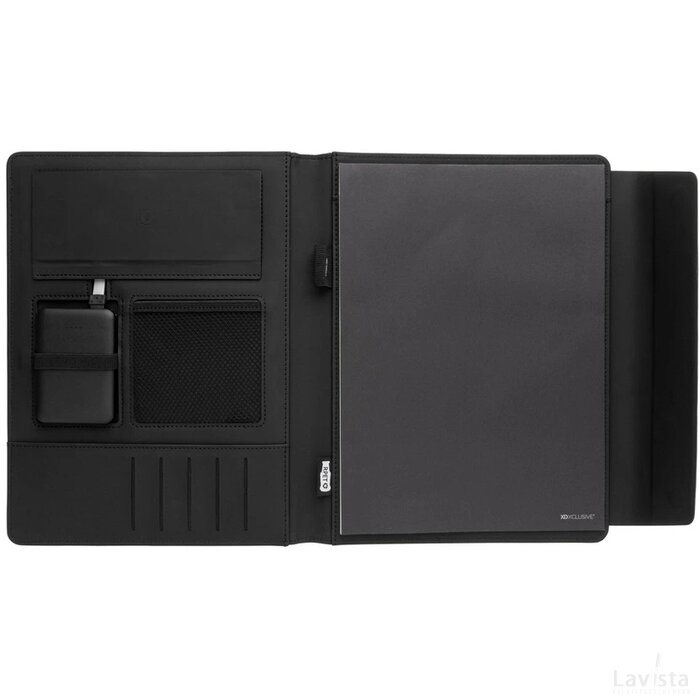 Fiko A4 portfolio met 5W draadloze lader 5.000 mAh powerbank zwart