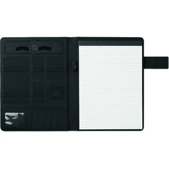 A4 schrijfmap met powerbank Powerfoldy zwart A4 schrijfmap met powerbank Powerfoldy zwart