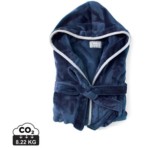 VINGA Louis luxe pluche RPET badjas L/XL Blauw