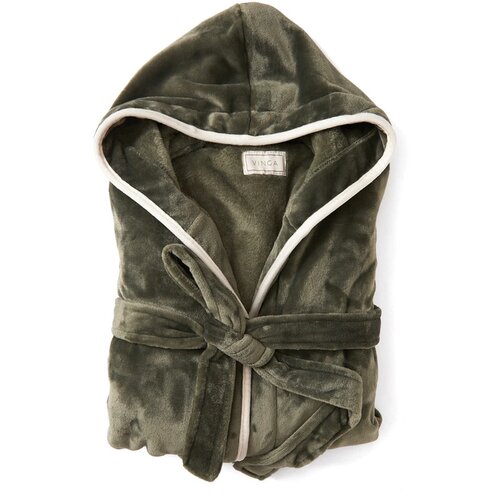 VINGA Louis luxe pluche RPET badjas S/M Groen