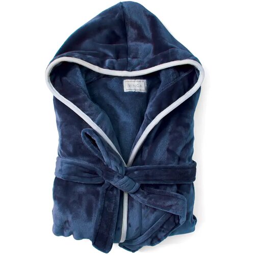 VINGA Louis luxe pluche RPET badjas S/M Blauw